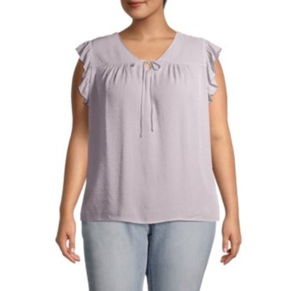 Como Blu Ruffle Peasant Blouse Top sz 2X NWT